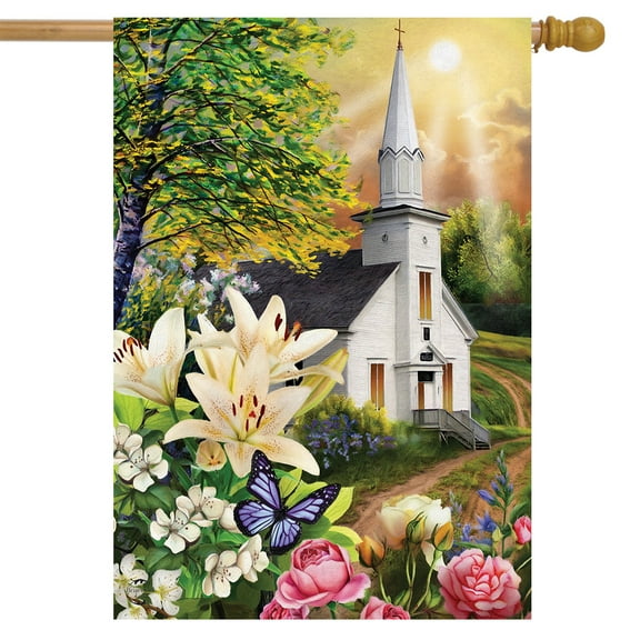 Briarwood Lane Spring Church Religious House Flag