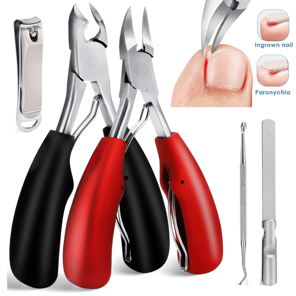 5pcs Toenail Clippers Set for Ingrown Toenail & Thick Toenails, Nail Clipper Set, Ingrown Toenail Clippers, Professional Heavy Duty Toenail Clippers for Thick Toenails