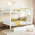 thumbnail image 5 of Harper & Bright Designs Detachable Bunk Bed Full Over Full with Drawers, Wood Bunk Bed Frame with Guardrail and Ladder, Separate into 2 Twin Beds, White, 5 of 16