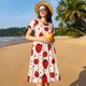 thumbnail image 4 of Fotbe Red Ladybug Vestido Largo de Moda para Mujer, Vestido Tipo Camiseta con Manga Corta y Estilo Casual a Rayas y Bloques de Color, 4 of 6