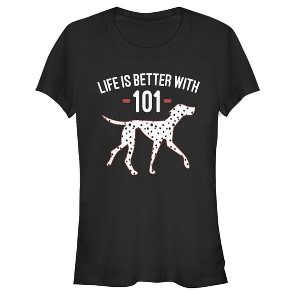 Junior's One Hundred and One Dalmatians Life is Better with 101 Graphic Tee Black Large