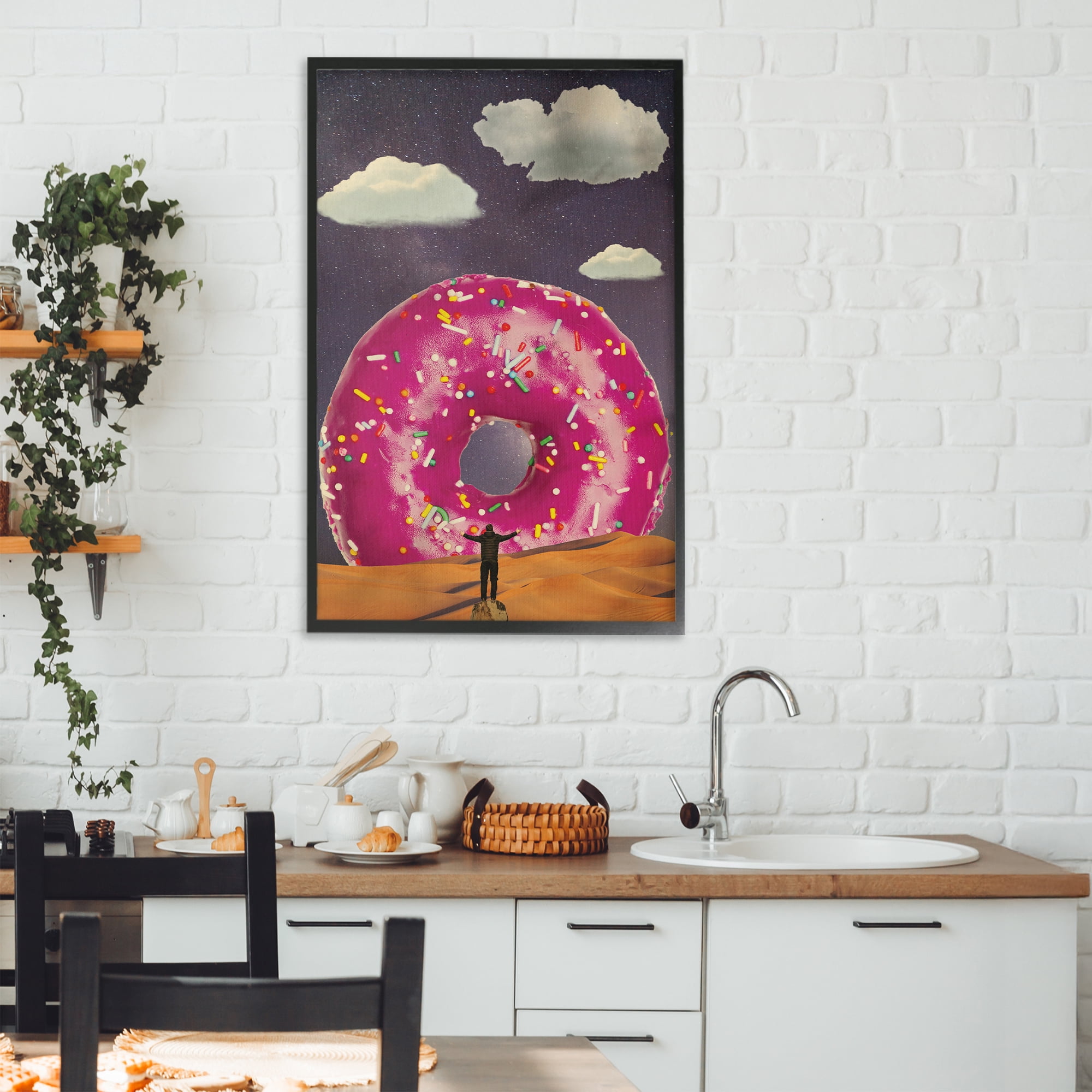 Happy Days Giant Donut Black Framed Giclee Art, design by Elo Marc