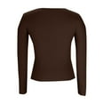 thumbnail image 6 of Women's Slim Fitted Long Sleeve Basic Tops Spring Crewneck Shirts Ribbed Knit Sweater Fashion Casual Tee Coffee M, 6 of 7