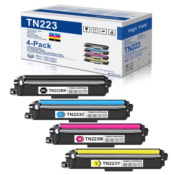 TN223 Toner Cartridge 4-Pack Replacement for Brother TN 223 Toner for HL-L3270CDW L3210CW Printer