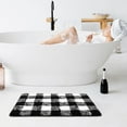 thumbnail image 2 of PiccoCasa Microfiber Plaid Pattern Bathroom Rugs Soft 20''x30'' Black and White, 2 of 7