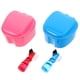 thumbnail image 2 of GOOHOCHY 2 juegos de estuche de baño para dentaduras postizas con cepillo limpiador, caja de almacenamiento, protector nocturno, retenedores, aparatos dentales transparentes, ideal para viajes., 2 of 8