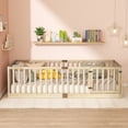 thumbnail image 2 of Miniyam Wooden Twin Size Floor Bed for Kids with Door, High Safety Fence, Natural, 2 of 7