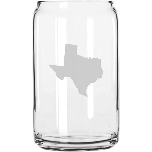 Texas States Etched 16oz Libbey Can Glass
