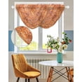 thumbnail image 3 of Waterfall Valances for Windows, Boho Orange Kitchen Sheer Valance Curtains, Country Style Bohemian Floral Retro Tribal Rod Pocket Elegant Swag Valances for Living Room Bedroom, 47.2"x38.5", 2 Panel, 3 of 8