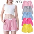 thumbnail image 1 of Jinhomg Little Kids Workout Shorts 5PC Soft Cotton Workout Shorts Lightweight Comfy Elastic Waisted Short Pants with Drawstring Design Casual Daily Wear Multicolor 3 Years, 1 of 10