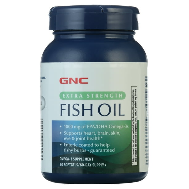 GNC Extra Strength Fish Oils 1500mg, 60 Softgel Capsules, Burp Free