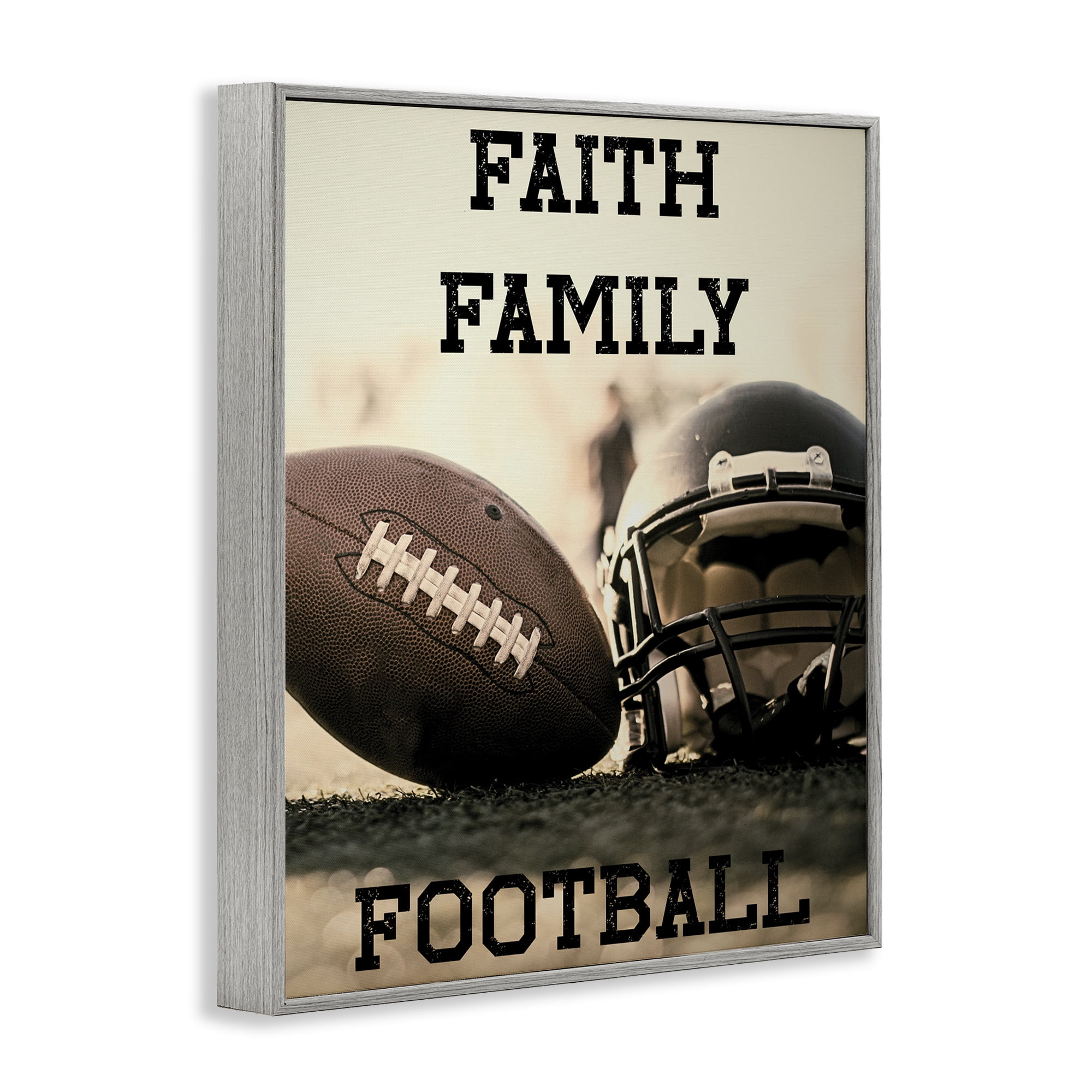 Stupell Industries Faith Family Football Gray Framed Giclee Art, design by Jesse Keith