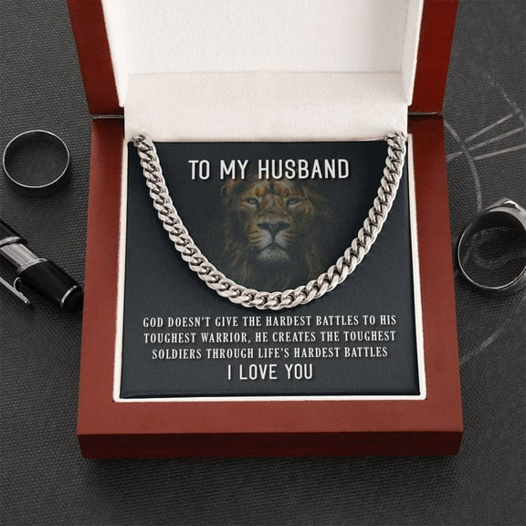 Husband Cuban Link Chain Necklace, Anniversary Xmas Christmas Gift Badass For Husband, Birthday Gift, Wife To Husband Soulmate