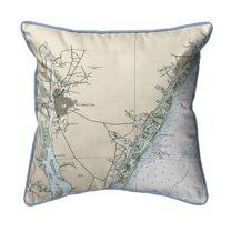 Betsy Drake Interiors Wilmington - Wrightsville Beach, NC Nautical Map Extra Large Zippered Indoor/Outdoor Pillow 22x22