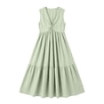 thumbnail image 4 of Iyufng Maxi Dresses for Women Summer Deep V-Neck Sleeveless Fitted Waist Casual Dress with Pleats, 4 of 6