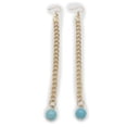 thumbnail image 6 of Women Earrings Fashion Jewelry Gold Metal Chain Turquoise Blue Beads, 6 of 8