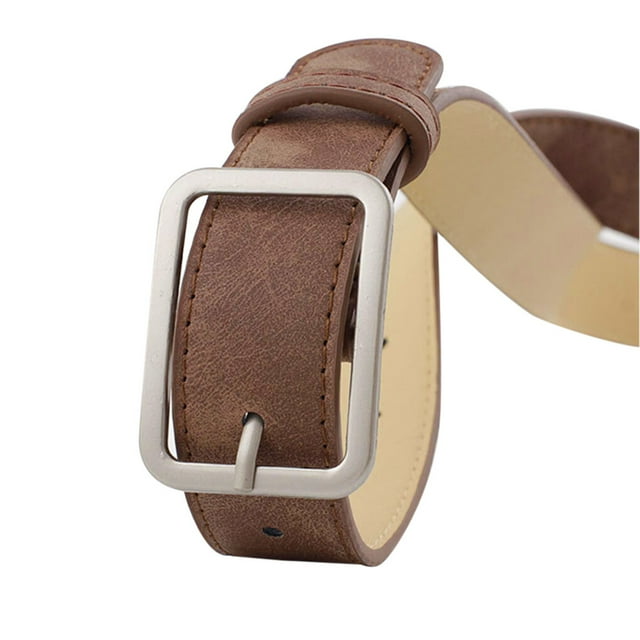 Boucle de Ceinture en Cuir PU Design ple, Ceinture Réglable, Style Décontracté, Accessoire de Taille, Café 1Ensemble