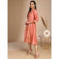 thumbnail image 5 of Janasya Indian Women's Peach Silk Crepe Floral Panelled Kurta, 5 of 5