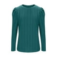 thumbnail image 6 of Olyvenn Women's Puff Sleeve Sweatshirts 2025 Fall Fashion Casual Crewneck Solid Twist Texture Pullover Tops for Bussion Work Army Green S, 6 of 7