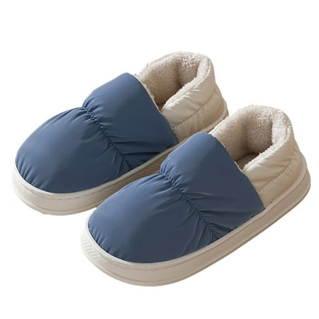 

Sehao chunky shoes for women Men Slippers Autumn And Winter Indoor Fashion Comfortable Velvet Warm Thick Bottom Colorblock Chemical fiber womens shoes dressy casual