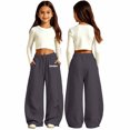 thumbnail image 4 of JAJAHO Girls Joggers Sweatpants Drawstring Baggy London Letter Print Kids Athletic Pants With Pockets 5-15Y, 4 of 4