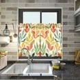 thumbnail image 4 of Yayeee Kitchen Curtains Tier Pair Light Filtering 27"x36" Rod Pocket Short Cafe Window Panel, Orange Autumn Leaves, 4 of 7