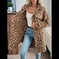 thumbnail image 4 of Chaqueta Larga de Piel Sintética para Mujer, con Estampado de Leopardo, Botones y Solapa, de Franela, para Invierno y Otoño. Marrón Oscuro M, 4 of 9