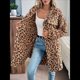 thumbnail image 4 of Chaqueta Larga de Piel Sintética para Mujer, con Estampado de Leopardo, Botones y Solapa, de Franela, para Invierno y Otoño. Marrón Oscuro XL, 4 of 9