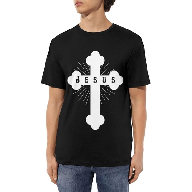 Jesus - Christian Cross Men's Cotton T-Shirts Casual Basic Crew Neck Tshirts Short Sleeve Fashion Tee Shirts,
