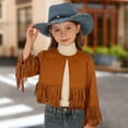 thumbnail image 2 of Curuila Children Girls Coat With Tassels Long Sleeve Solid Color Crew Neck Jacket For Girls Spring Autumn Comfort Outerwear Size 11-12 Years, 2 of 8