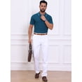 thumbnail image 2 of DARING DIVA Men's Knitted Ribbed Hem Short Sleeve Textured Golf Shirts M Royal Blue, 2 of 7