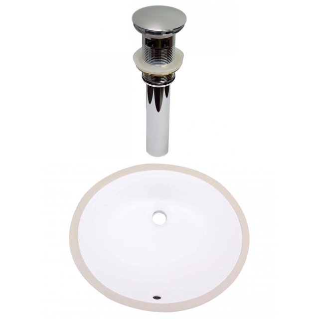 American Imaginations 18.125-in. W CUPC Oval Bathroom Undermount Sink Set In White - Chrome Hardware - Overflow Drain Incl. AI-31794