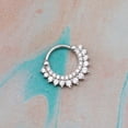 thumbnail image 4 of QQTDFG CZ Crystal Septum Clicker Nose Ring 925 Sterling Silver Piercing Hoop A4492-G - Gold with Green Stone, 4 of 8