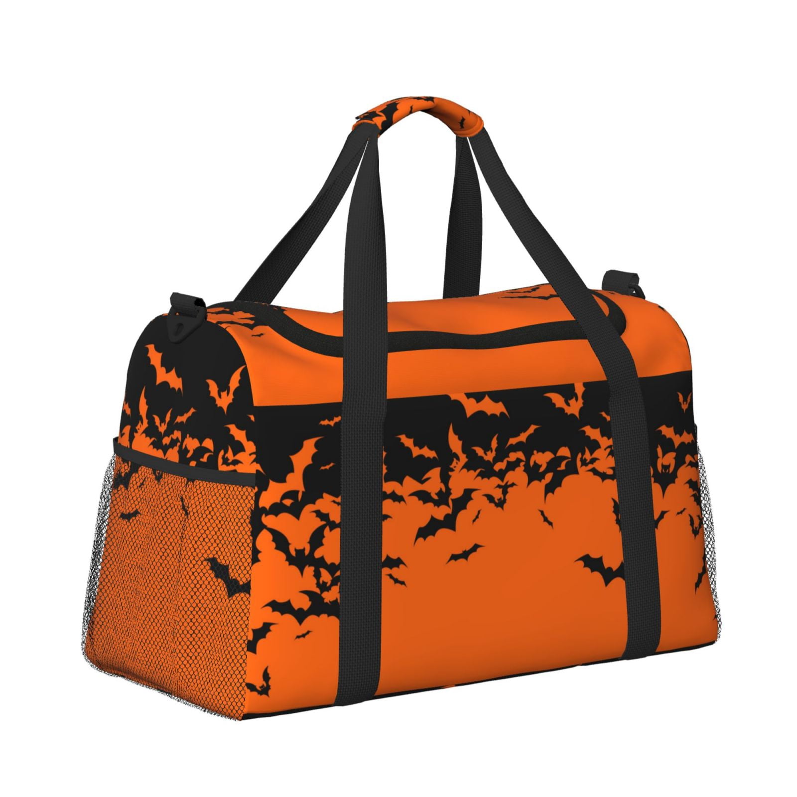 Fuzoiu Halloween With Black Bats Print Travel Duffle Bag,Carry On Tote Bags,Duffel Bag,Sport Gym Bag, Hospital Bag for Labor and Delivery, Overnight Bag,Luggage Bag