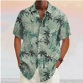 thumbnail image 1 of Chemise Décontractée à Manches Courtes Douce Hawaïenne à Col Rabattu Imprimé Noix de Coco pour Hommes Été, 1 of 5