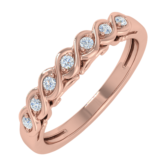0.15 Carat Diamond Wedding Band Ring in 14K Rose Gold (Ring Size 8)