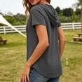 thumbnail image 5 of Ayfxijin Women's Hooded Short Sleeve Top, Summer Solid Color V-Neck Casual T-Shirt, 5 of 8