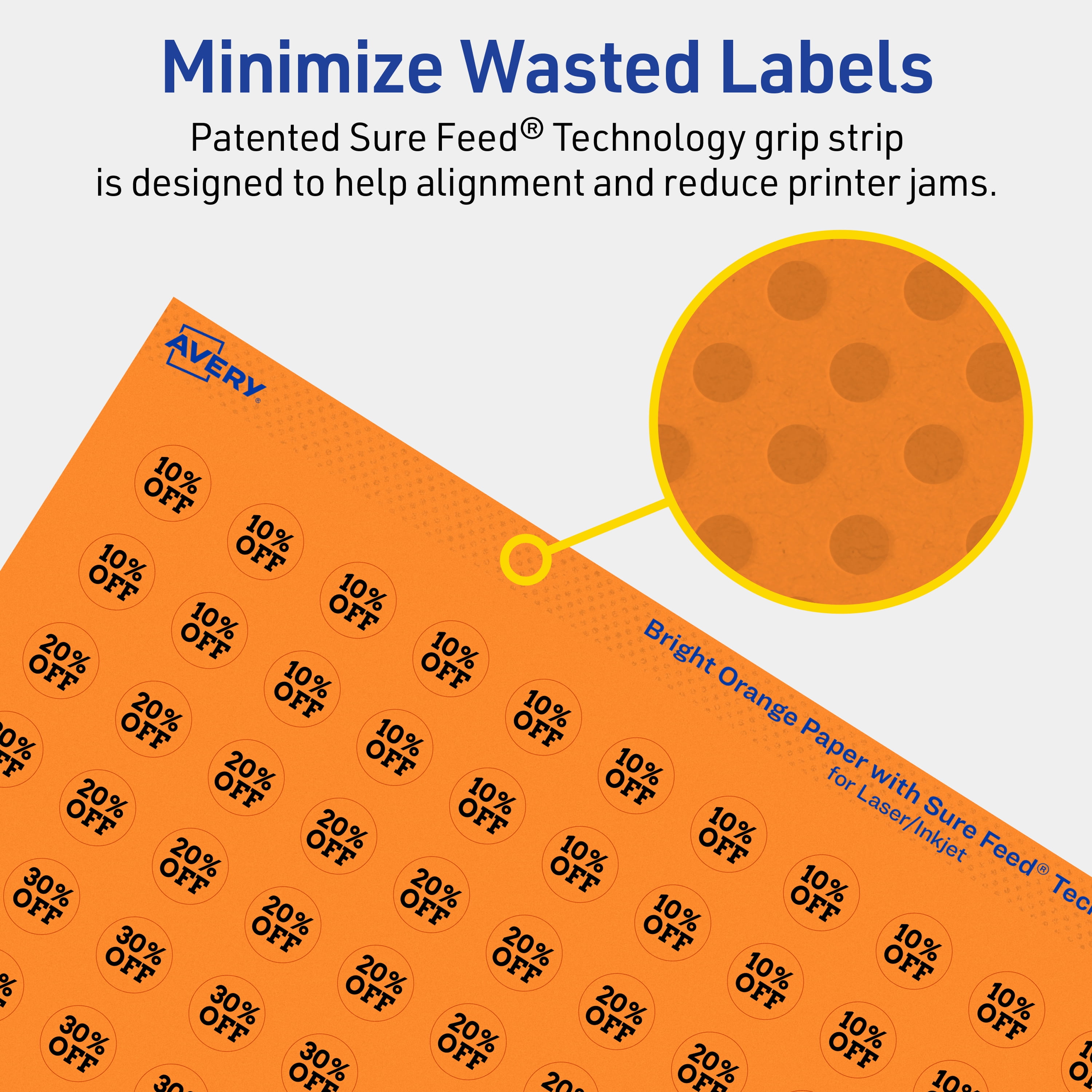 Avery Printable Round Labels, Bright Orange, 0.5" Diameter, 6,160ct