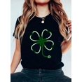 thumbnail image 1 of Stethoscope Clover Lucky St Patrick's Day -Doctor Nurse Gift T-Shirt Print Cotton T-Shirt For Summer, Women's Soft Short Sleeve Top, Stylish Comfy Tee For Women Graphic Tees, 1 of 6