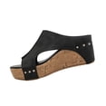 thumbnail image 2 of IEMIEMIEM Women's Platform Wedge Sandals Cork Wedges Heels Slip on Platform Slides Sandals Comfortable Open Toe Casual & Dressy 2026 Summer Beach Shoes Black 7 Wide, 2 of 4