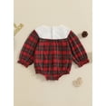 thumbnail image 5 of ZINTAOZT Newborn Baby Girls Christmas Clothes Plaid Bubble Romper Long Sleeve Smocked Jumpsuit One Piece Bodysuit Outfit, 5 of 8