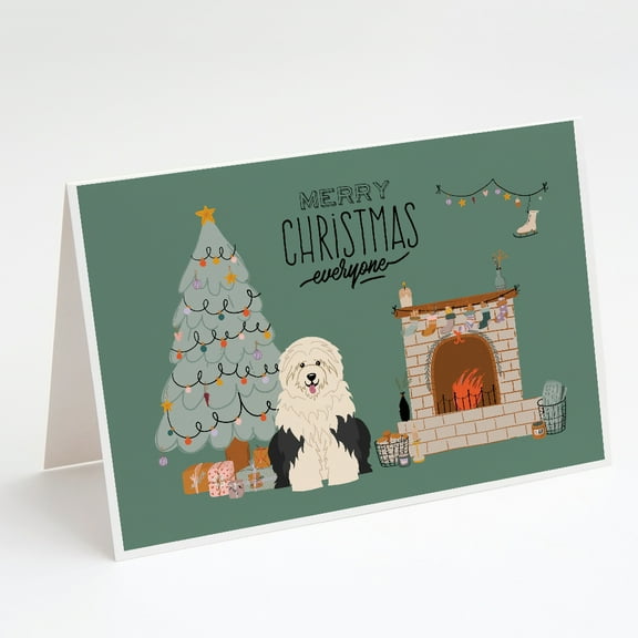 Old English Sheepdog Christmas Everyone Greeting Cards and Envelopes Pack of 8
