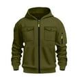 thumbnail image 4 of Men's Tactical Hoodie Full Zip Up Long Sleeve Cargo Sweatshirt Stylish Military Jacket Athletic Tops with Chest Pocket, 4 of 4