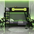thumbnail image 2 of Mirightone Twin over Twin Bunk Bed with Two Gaming Desks, Gaming Bunk Bed with USB Ports & Pegboard, Twin Gaming Bunk Frame for Gamer, Green, 2 of 7