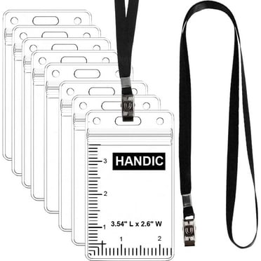 50pcs Name Badge Holders Clear Badge Holder with Lanyard Waterproof Type Clear ID Badge Holder with Lanyards for Name Tags ID Card Vertical
