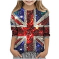thumbnail image 2 of Freshbabe Kids T-Shirt, Regular Fit, Red White Blue, Crew Neck, Short Sleeve Raglan, Patriotic Flag Print, 4th of July Independence Day Casual Fashion Top for Boys and Girls, 2 of 5