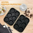 thumbnail image 3 of Vesteel Muffin Top Pans Set of 2, 6-Cup Stainless Steel Cupcake Pan for Baking, 11” x 7.5” Regular Size Metal Pan Tin Tray for Mini Cake Cookie Egg Hamburger, Oven Safe, 3 of 7
