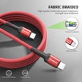 thumbnail image 2 of Esoulk 4ft USB-C to USB-C 30W 3A Fast Charge/Data Sync Nylon Braided Cable for Motorola Razr/Razr+ Plus (2024) - Red, 2 of 8