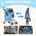 thumbnail image 3 of 4 Wheels Pet Stroller Foldable Dog Stroller Cat Stroller with Storage Basket & Removable Liner, Travel Lite Foldable Carrier Strolling Cart for Dogs Cats, Blue, 3 of 9