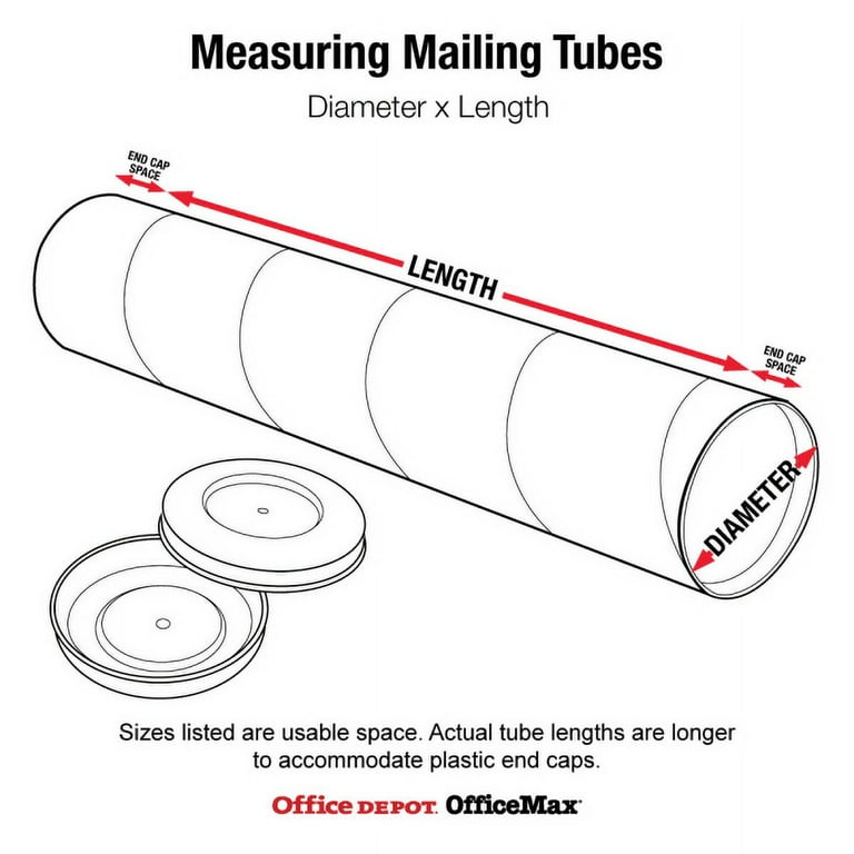 Tubeequeen White Mailing Tubes with Caps, 2-Inch x 36 inch Usable Length (3 Pack)